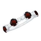 Natural Garnet and Diamond Half Eternity Ring Garnet - ( AAA ) - Quality - Rosec Jewels