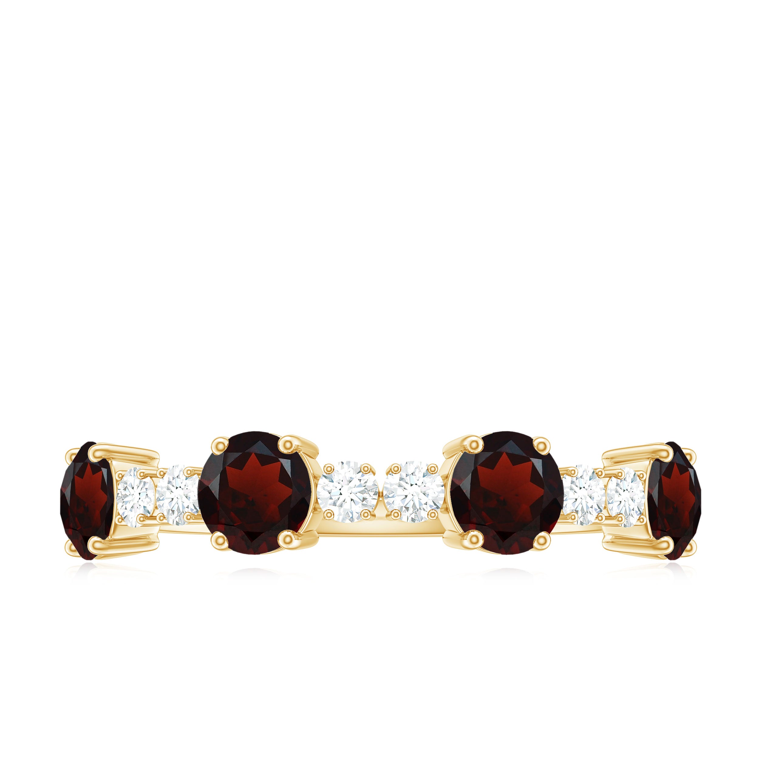 Natural Garnet and Diamond Half Eternity Ring Garnet - ( AAA ) - Quality - Rosec Jewels