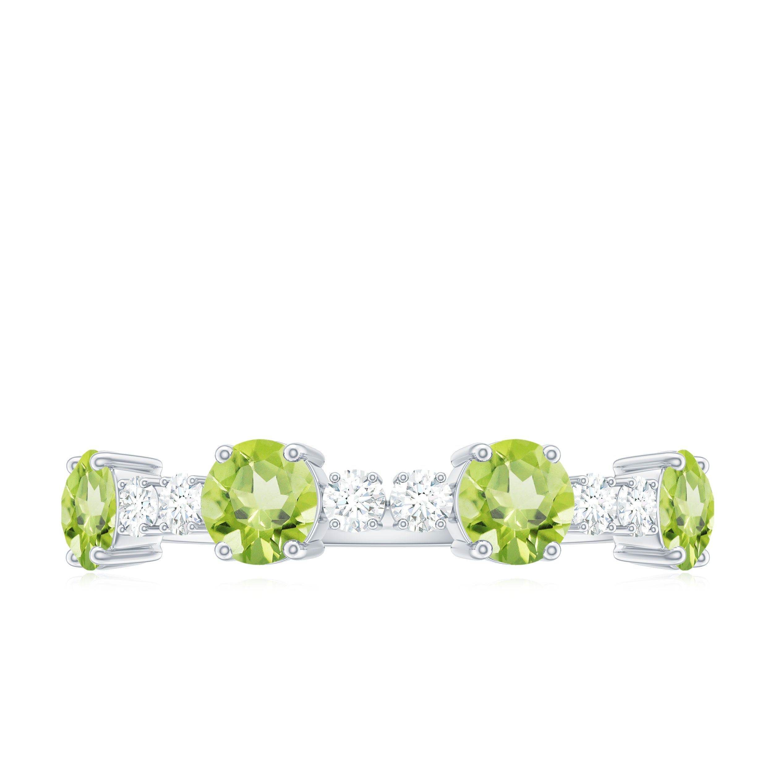 Peridot and Diamond Half Eternity Ring Peridot - ( AAA ) - Quality - Rosec Jewels