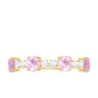 Natural Rose Quartz and Diamond Half Eternity Ring Rose Quartz - ( AAA ) - Quality - Rosec Jewels