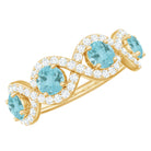 Sky Blue Topaz Half Eternity Ring with Diamond Stones Sky Blue Topaz - ( AAA ) - Quality - Rosec Jewels