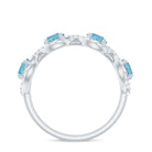 Natural Swiss Blue Topaz Half Eternity Ring with Diamond Swiss Blue Topaz - ( AAA ) - Quality - Rosec Jewels