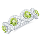 Natural Peridot Half Eternity Ring with Diamond Peridot - ( AAA ) - Quality - Rosec Jewels