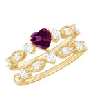 Rhodolite and Moissanite Stackable Ring Set in Prong Setting Rhodolite - ( AAA ) - Quality - Rosec Jewels