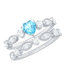 Heart Aquamarine and Diamond Ring Set Aquamarine - ( AAA ) - Quality - Rosec Jewels