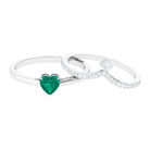 Real Emerald Heart Ring Set with Diamond Emerald - ( AAA ) - Quality - Rosec Jewels