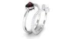 Real Red Garnet Heat Ring Set with Diamond Garnet - ( AAA ) - Quality - Rosec Jewels