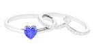 Heart Shape Tanzanite Solitaire Ring Set with Diamond Tanzanite - ( AAA ) - Quality - Rosec Jewels