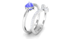 Heart Shape Tanzanite Solitaire Ring Set with Diamond Tanzanite - ( AAA ) - Quality - Rosec Jewels