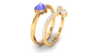 Heart Shape Tanzanite Solitaire Ring Set with Diamond Tanzanite - ( AAA ) - Quality - Rosec Jewels