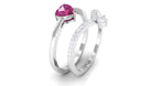 Heart Shape Pink Tourmaline Ring Set with Diamond Pink Tourmaline - ( AAA ) - Quality - Rosec Jewels