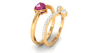 Heart Shape Pink Tourmaline Ring Set with Diamond Pink Tourmaline - ( AAA ) - Quality - Rosec Jewels