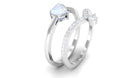 Heart Shape Moonstone Ring Set with Diamond Moonstone - ( AAA ) - Quality - Rosec Jewels