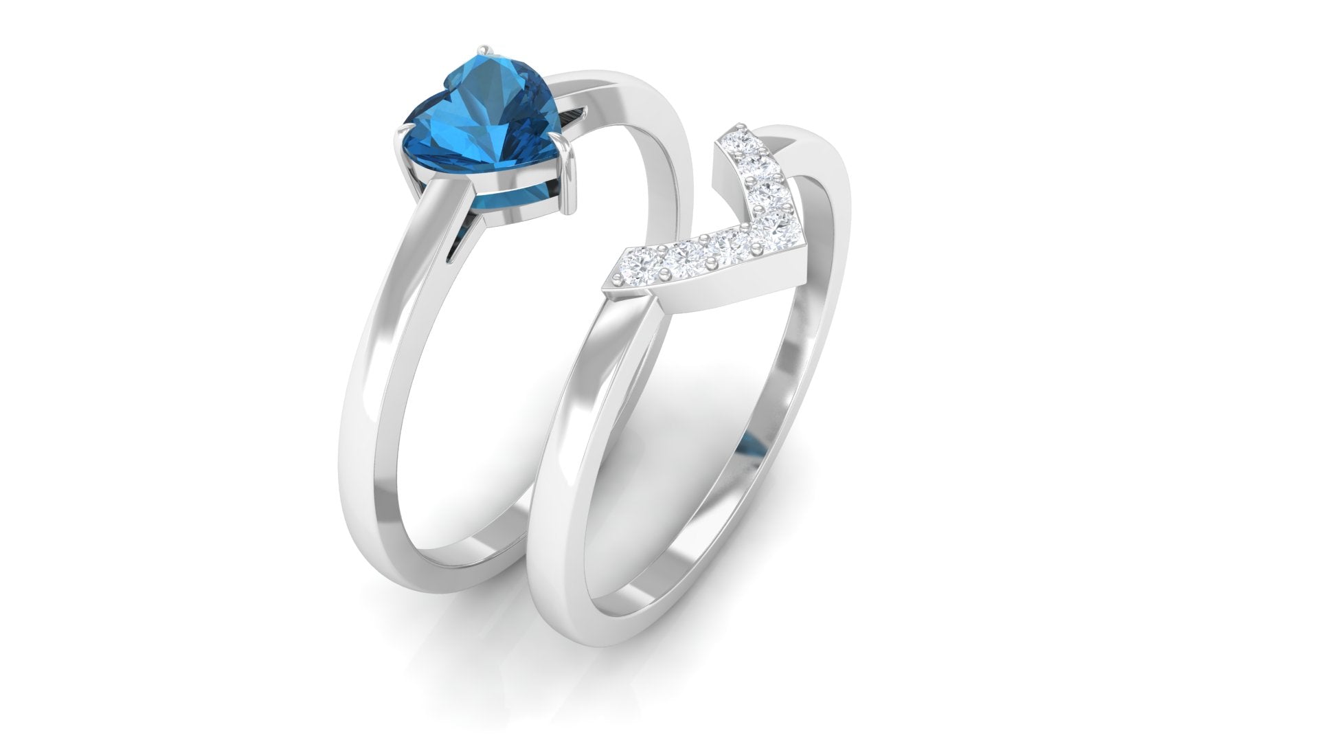 Real London Blue Topaz and Diamond Wedding Ring Set London Blue Topaz - ( AAA ) - Quality - Rosec Jewels