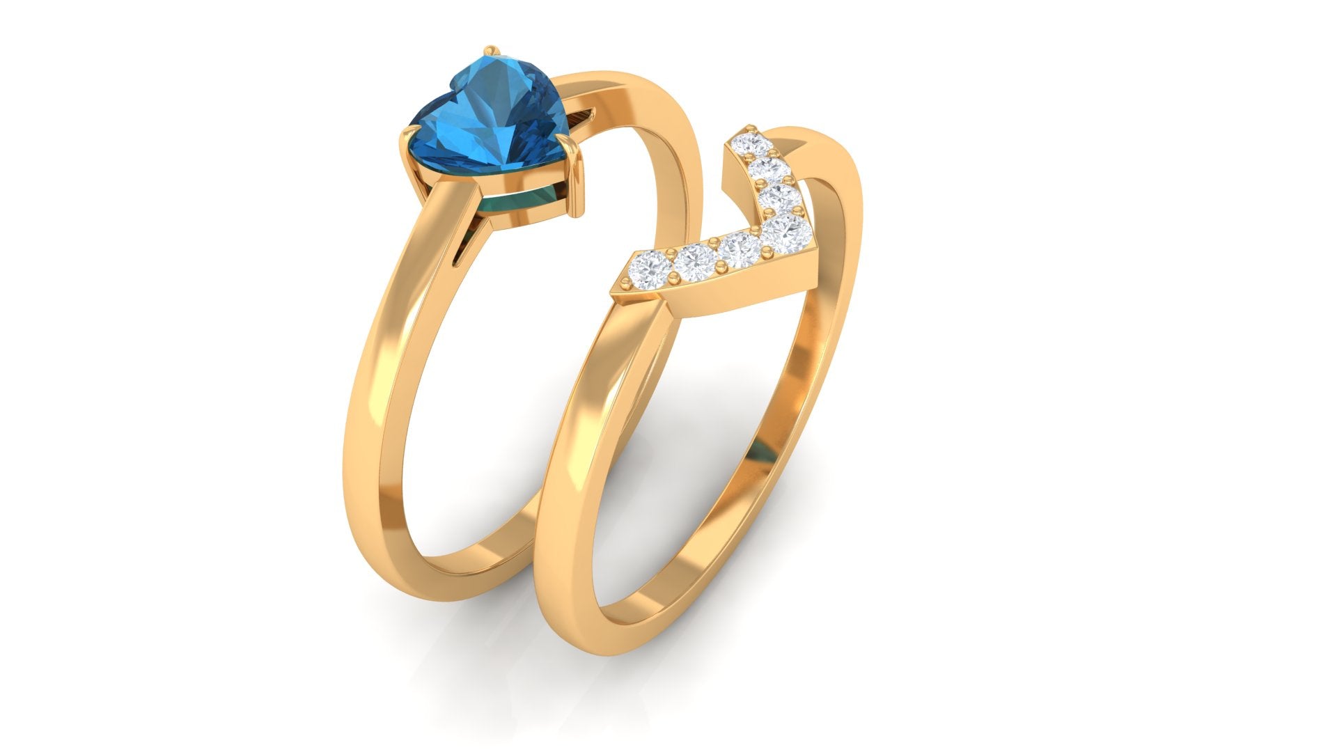 Real London Blue Topaz and Diamond Wedding Ring Set London Blue Topaz - ( AAA ) - Quality - Rosec Jewels