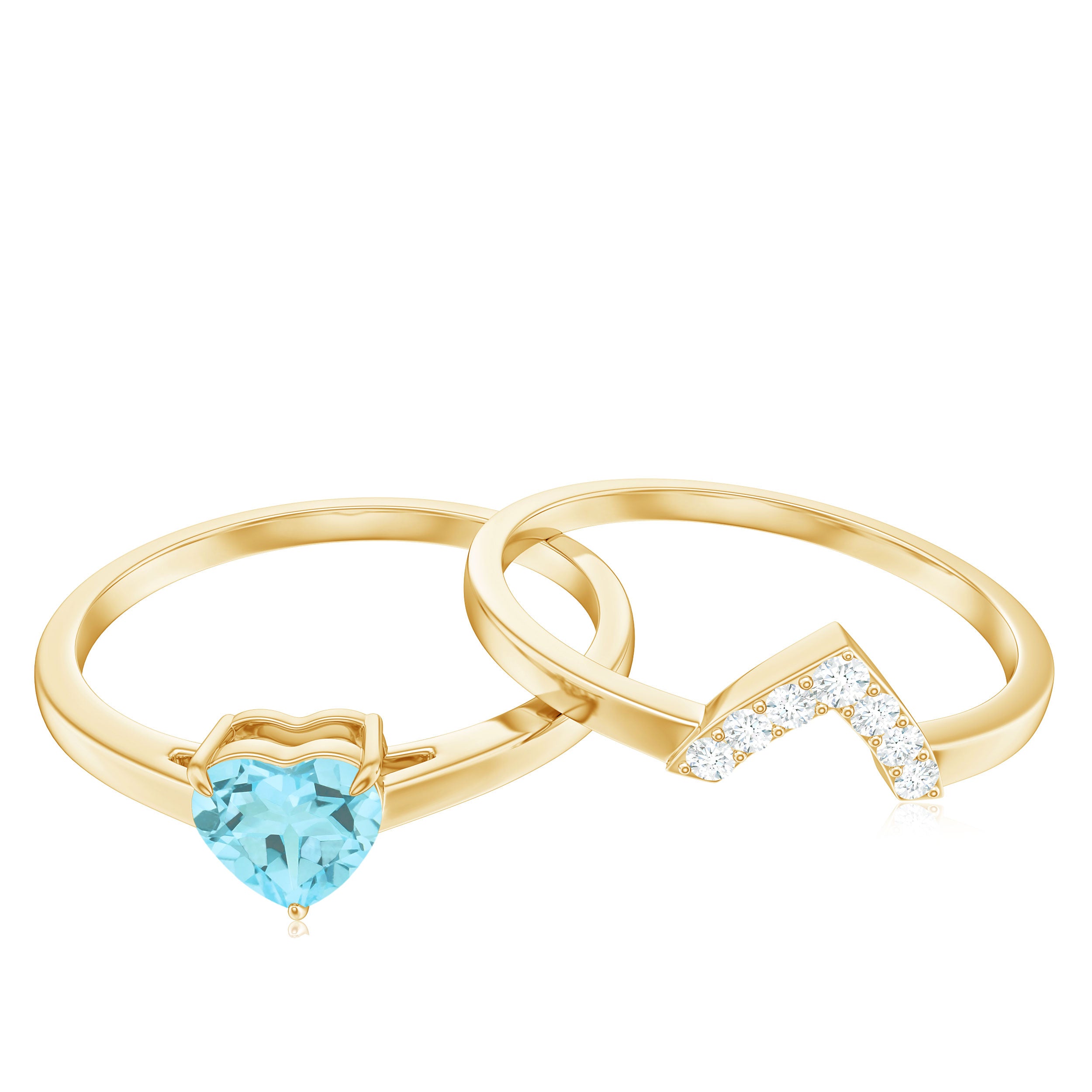 1 CT Real Sky Blue Topaz and Diamond Ring Set Sky Blue Topaz - ( AAA ) - Quality - Rosec Jewels