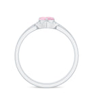 Heart Shape Rose Quartz Wedding Ring Set with Diamond Rose Quartz - ( AAA ) - Quality - Rosec Jewels