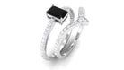 Real Black Spinel and Diamond Engagement Ring Set Black Spinel - ( AAA ) - Quality - Rosec Jewels