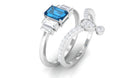 Certified London Blue Topaz and Diamond Wedding Ring Set London Blue Topaz - ( AAA ) - Quality - Rosec Jewels