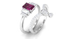 1.50 CT Octagon Cut Rhodolite and Moissanite Ring Set in Gold Rhodolite - ( AAA ) - Quality - Rosec Jewels