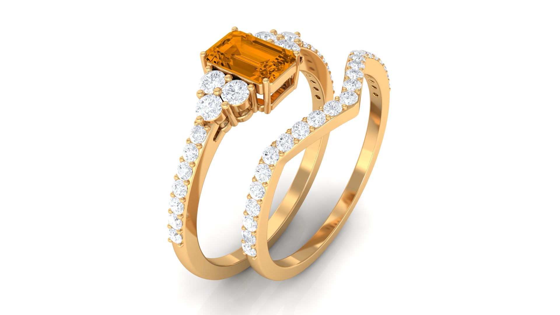 1.25 CT Natural Citrine and Moissanite Ring Set in Prong Setting Citrine - ( AAA ) - Quality - Rosec Jewels