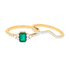 Emerald cut Emerald Ring Set with Diamond Stones Emerald - ( AAA ) - Quality - Rosec Jewels