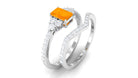 Natural Fire Opal and Diamond Stackable Ring Set Fire Opal - ( AAA ) - Quality - Rosec Jewels