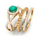 Natural Emerald and Moissanite Stackable Ring Set Emerald - ( AAA ) - Quality - Rosec Jewels