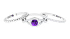 Certified Amethyst Stackable Ring Set with Moissanite Amethyst - ( AAA ) - Quality - Rosec Jewels