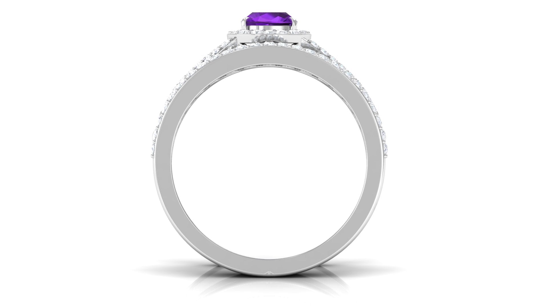 Certified Amethyst Stackable Ring Set with Moissanite Amethyst - ( AAA ) - Quality - Rosec Jewels