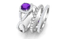 Certified Amethyst Stackable Ring Set with Moissanite Amethyst - ( AAA ) - Quality - Rosec Jewels