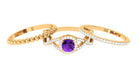 Certified Amethyst Stackable Ring Set with Moissanite Amethyst - ( AAA ) - Quality - Rosec Jewels