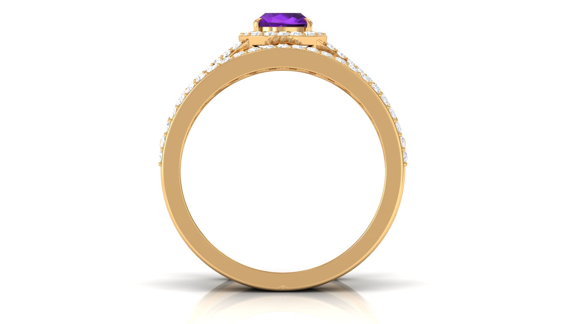 Certified Amethyst Stackable Ring Set with Moissanite Amethyst - ( AAA ) - Quality - Rosec Jewels