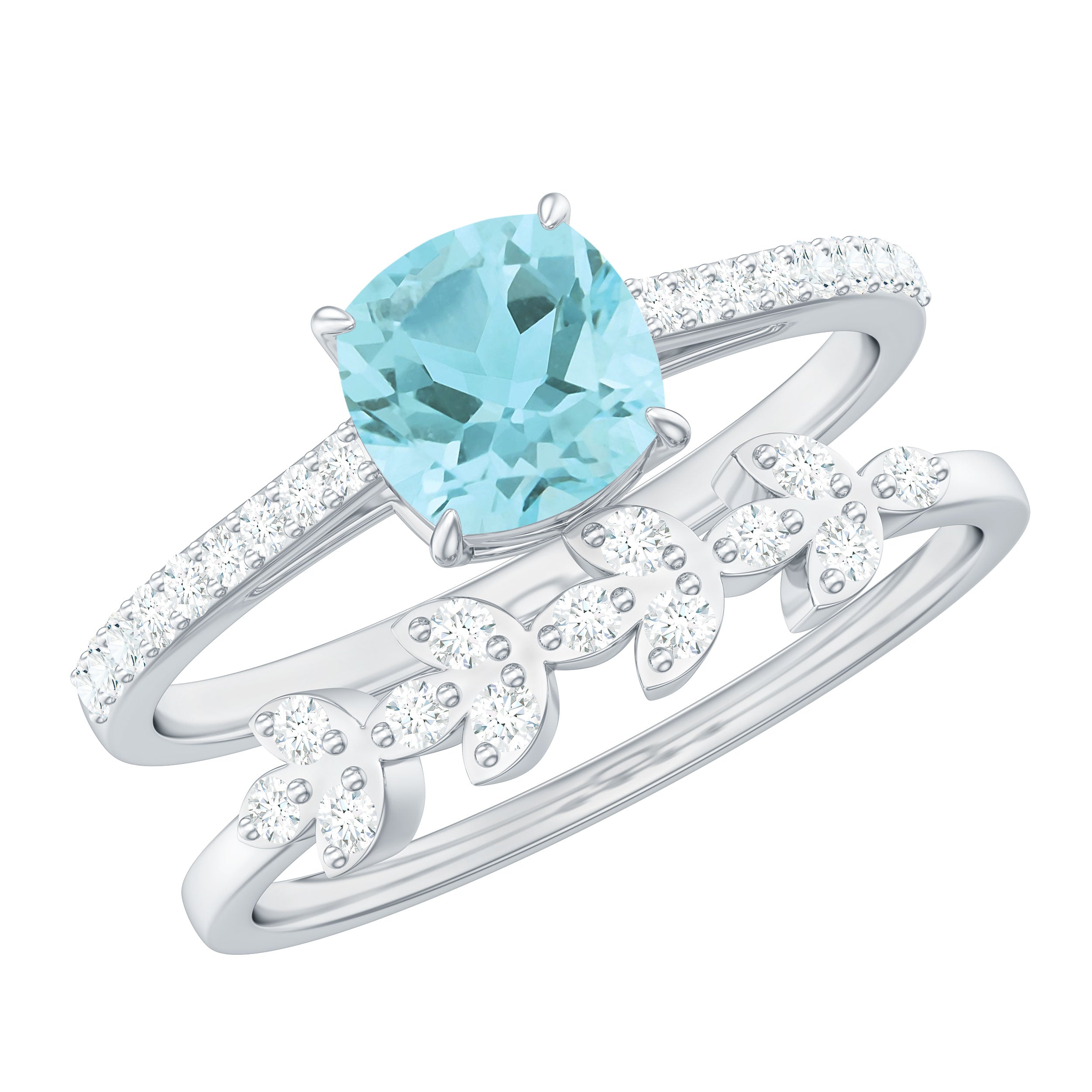 1.75 CT Sky Blue Topaz and Diamond Ring Set Sky Blue Topaz - ( AAA ) - Quality - Rosec Jewels