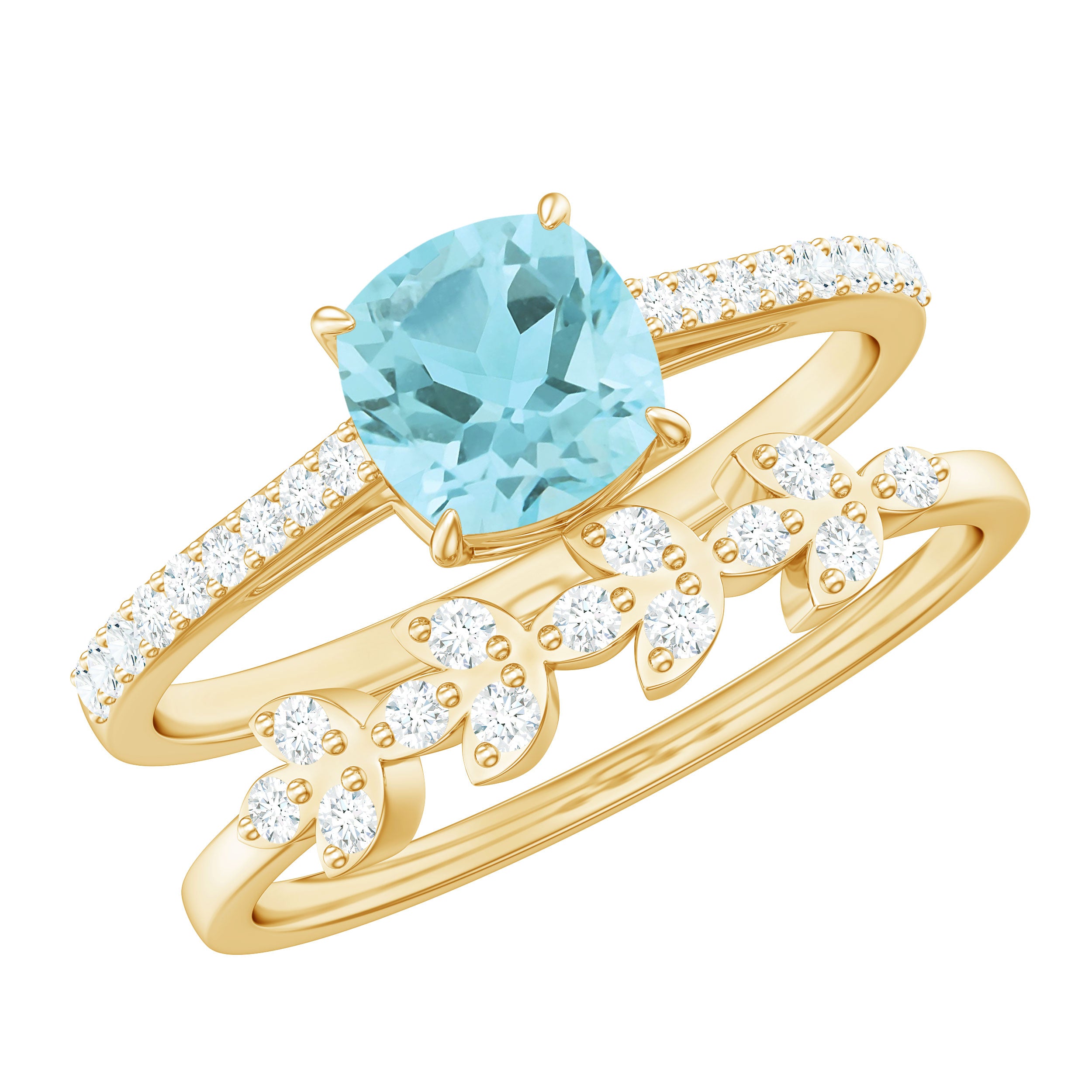 1.75 CT Sky Blue Topaz and Diamond Ring Set Sky Blue Topaz - ( AAA ) - Quality - Rosec Jewels