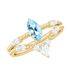 1.50 CT Real Aquamarine Ring Set with Diamond Aquamarine - ( AAA ) - Quality - Rosec Jewels