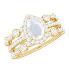 Pear Cut Moonstone Bridal Trio Ring Set with Moissanite Band Moonstone - ( AAA ) - Quality - Rosec Jewels