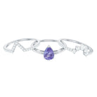 Pear Cut Tanzanite Trio Wedding Ring Set with Diamond Tanzanite - ( AAA ) - Quality - Rosec Jewels