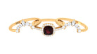 Cushion Cut Garnet Ring Set with Moissanite Garnet - ( AAA ) - Quality - Rosec Jewels