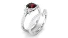 Cushion Cut Garnet and Diamond Ring Set Garnet - ( AAA ) - Quality - Rosec Jewels