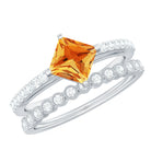 Solitaire Citrine and Moissanite Ring Set Citrine - ( AAA ) - Quality - Rosec Jewels