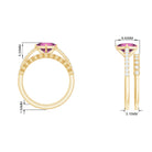 Princess Cut Pink Tourmaline Wedding Ring Set with Moissanite Pink Tourmaline - ( AAA ) - Quality - Rosec Jewels