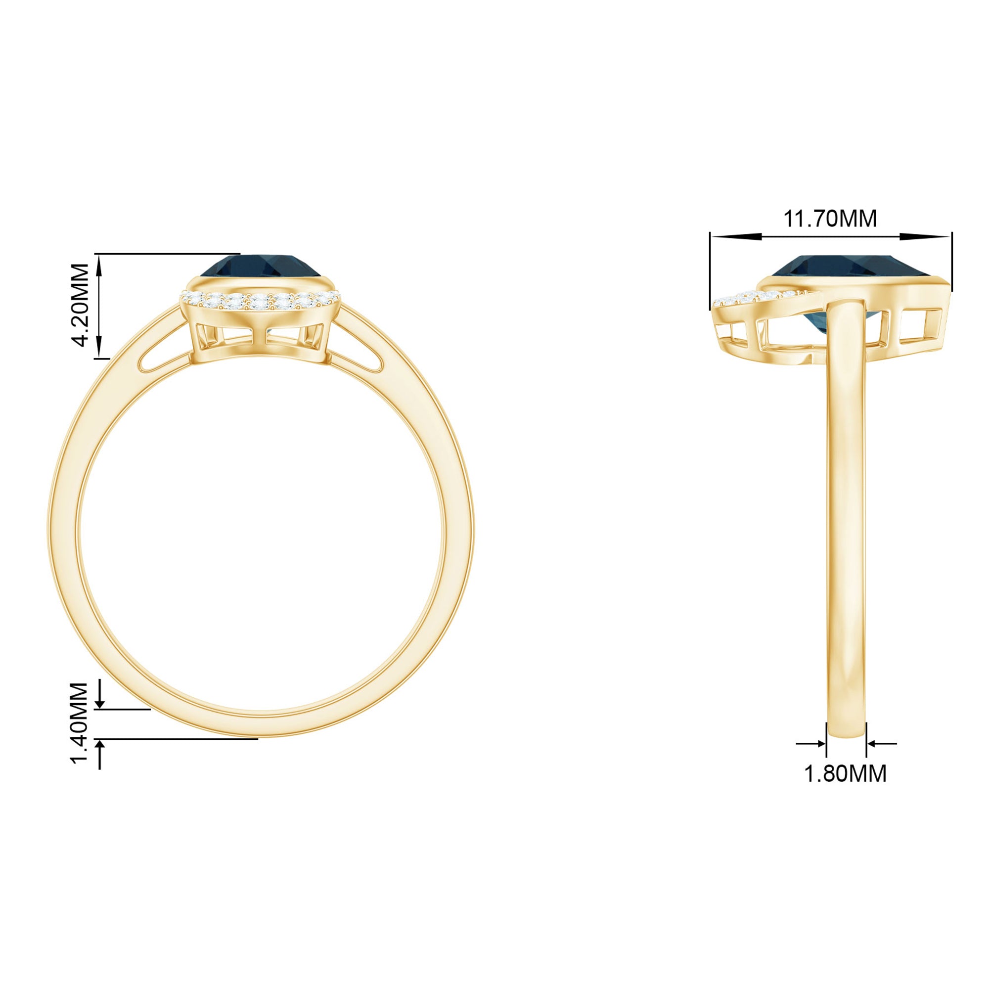 1.25 CT Teardrop London Blue Topaz and Diamond Cocktail Ring London Blue Topaz - ( AAA ) - Quality - Rosec Jewels