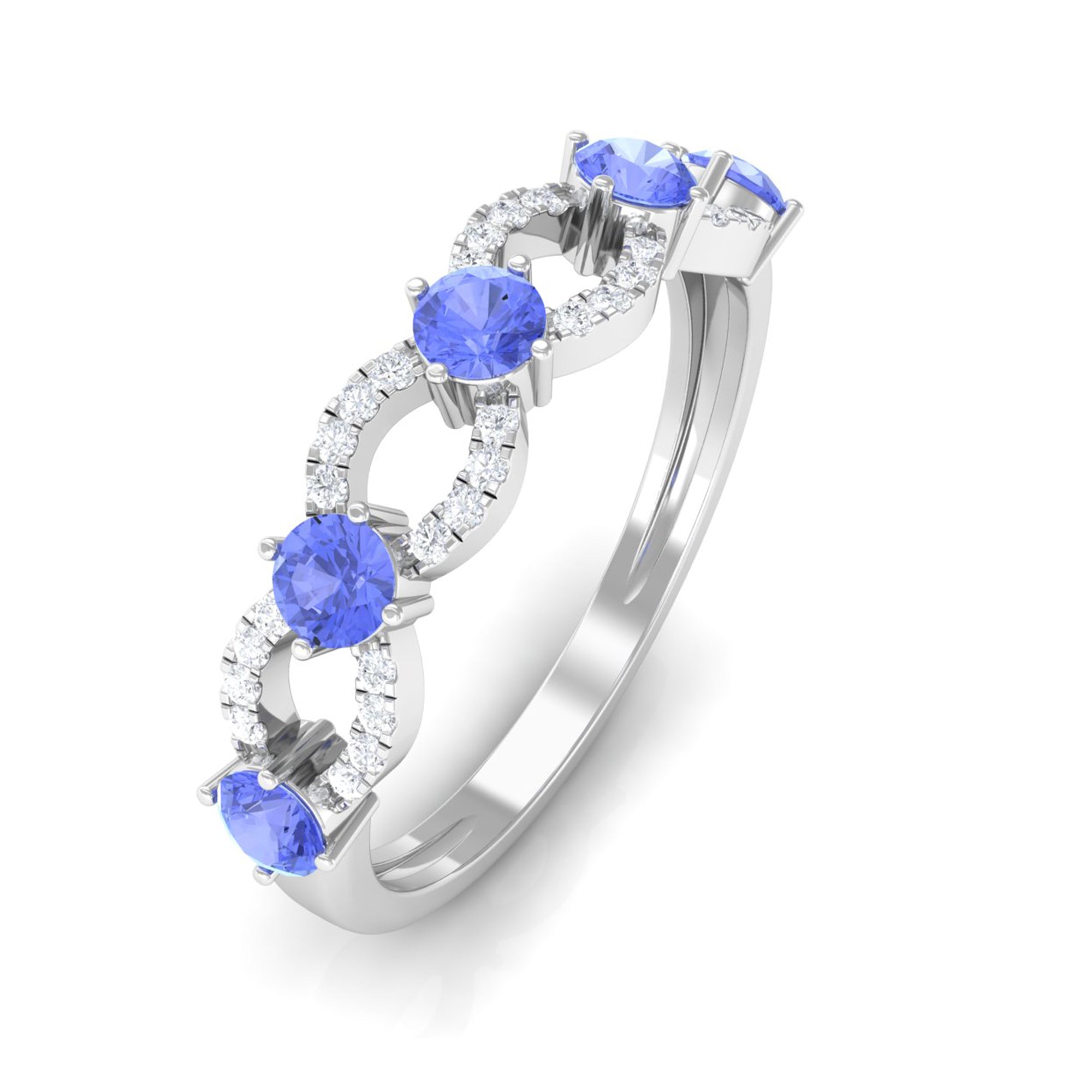 Tanzanite and Diamond Designer Eternity Ring Tanzanite - ( AAA ) - Quality - Rosec Jewels