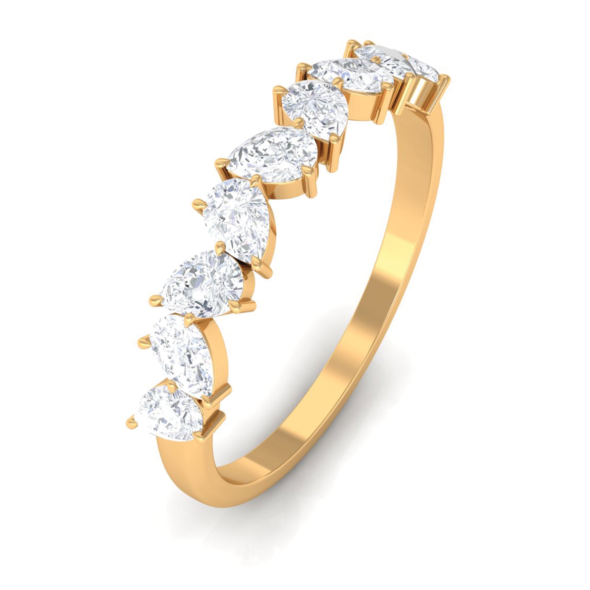 Claw Set Pear Cut Diamond Elegant Semi Eternity Ring Diamond - ( HI-SI ) - Color and Clarity - Rosec Jewels