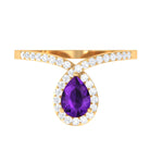 Designer Amethyst Teardrop Engagement Ring with Diamond Amethyst - ( AAA ) - Quality - Rosec Jewels