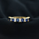 Princess Cut Created Blue Sapphire Half Eternity Ring with Diamond Lab Created Blue Sapphire - ( AAAA ) - Quality - Rosec Jewels