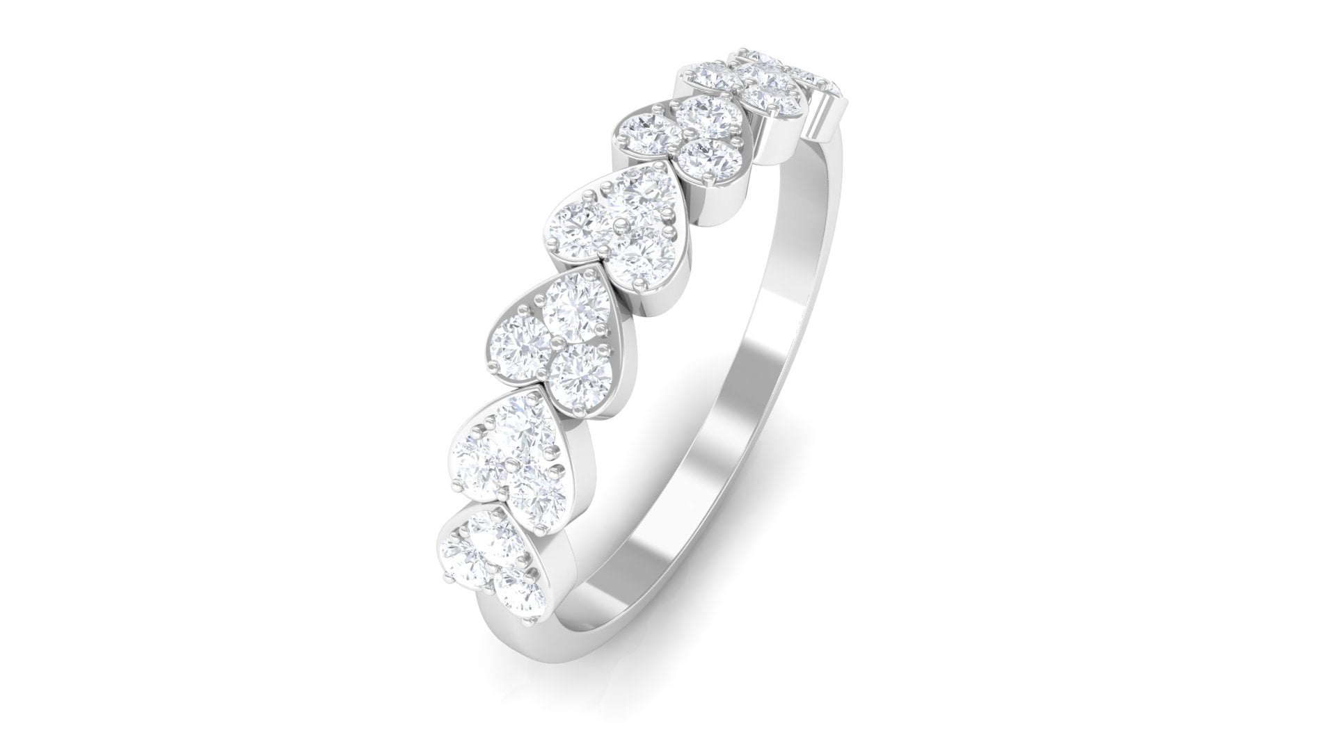 Round Diamond Heart Half Eternity Ring Diamond - ( HI-SI ) - Color and Clarity - Rosec Jewels