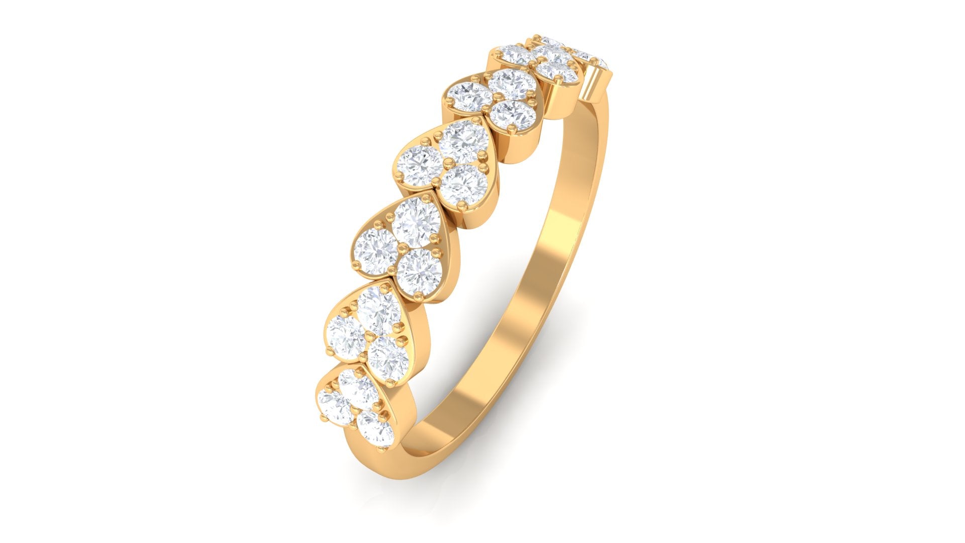 Round Diamond Heart Half Eternity Ring Diamond - ( HI-SI ) - Color and Clarity - Rosec Jewels