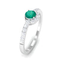 3/4 CT Natural Green Emerald and Diamond Promise Ring Emerald - ( AAA ) - Quality - Rosec Jewels